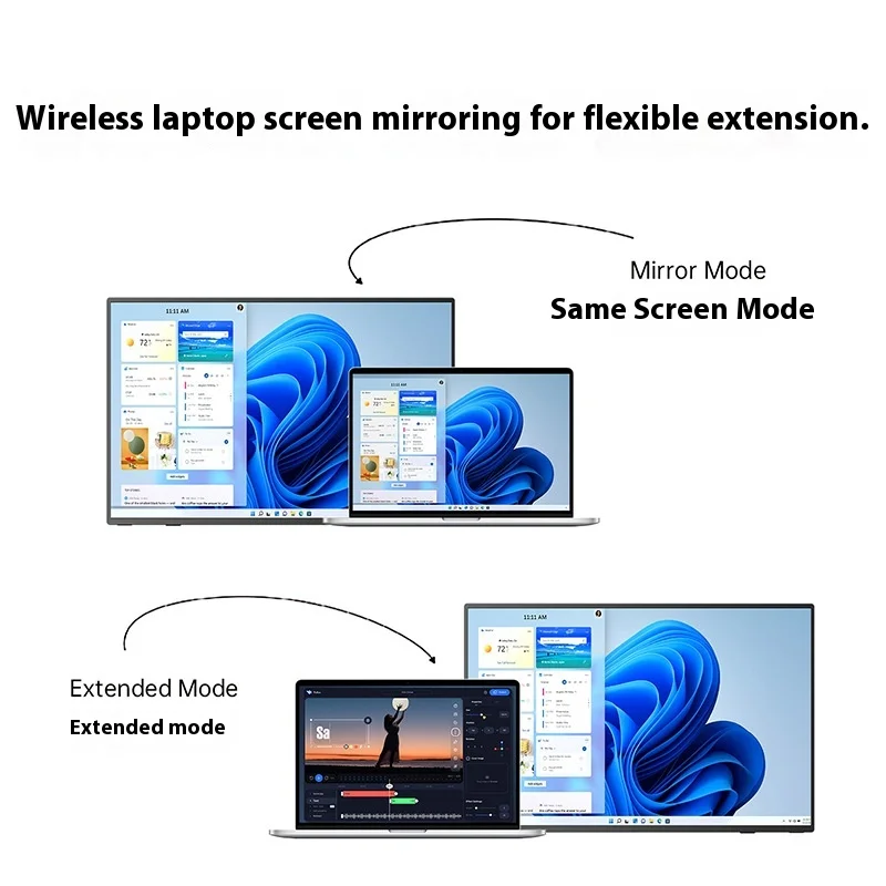 23.8 Inch Portable Wireless IPS Screen Projection Monitor 100HZ USB HD Screen Compatible Mobile Phones/Computers for Host