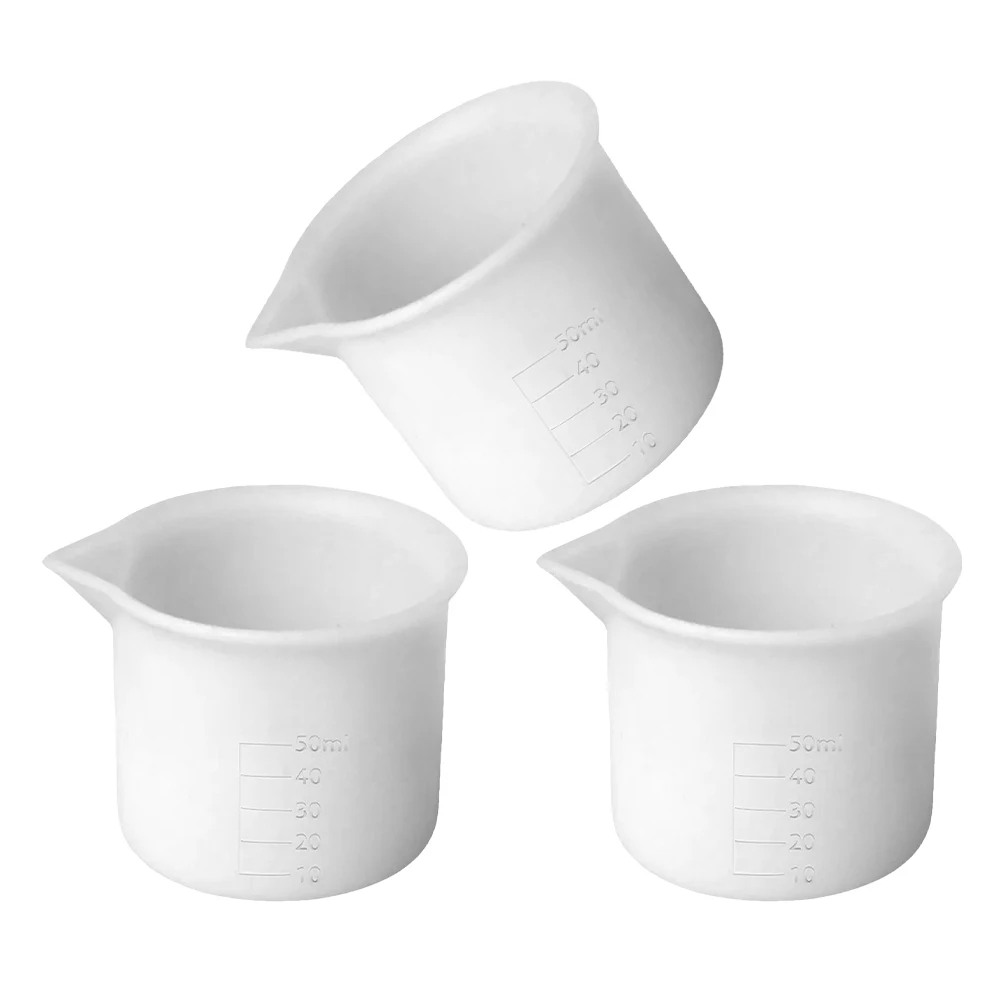 

3pcs Silicone Measuring 50Ml Reusable Transparent Resin Mixing Tools Clear Graduations Flexible Pouring Epoxy