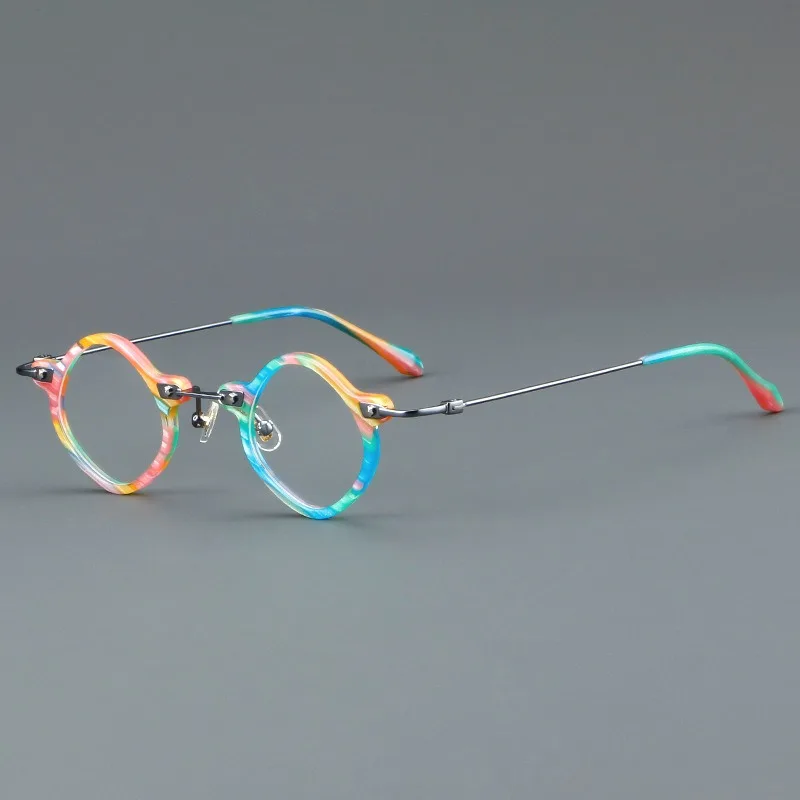 

Acetate Glasses Frame New Small Round Eyeglasses Japanese Handmade Spectacles Thick Eyewear