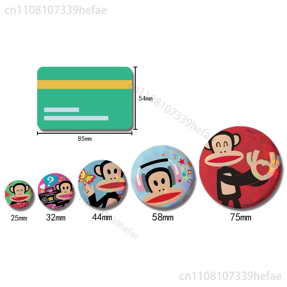monkey Funny P-Paul F-Frank Badges 25 32 44 58 75 mm Round Cosplay Pin Bag Decor Fans Collect Friends Gifts Brooch Souvenir
