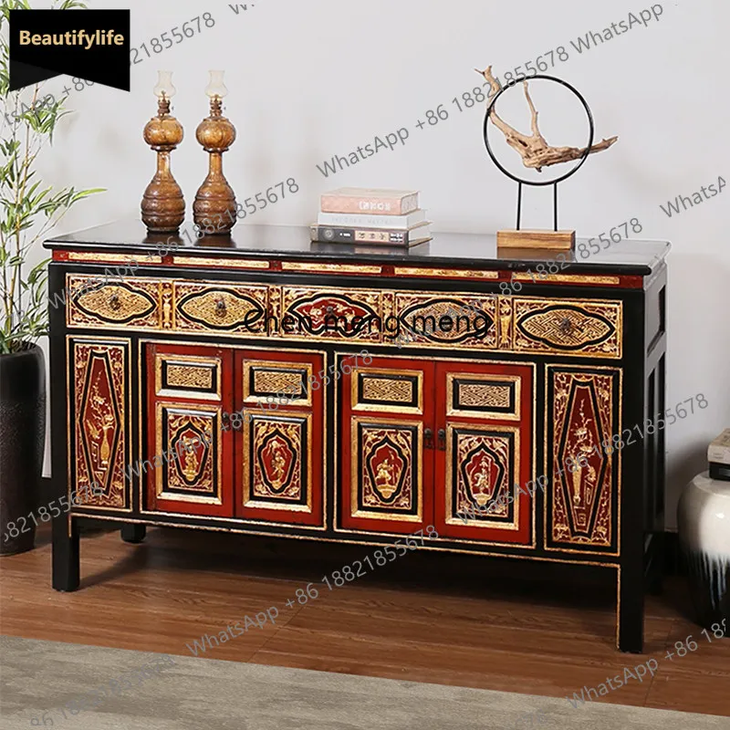 

Новый комод-перегородка в китайском стиле ретро с резьбой и росписью, декоративный буфет для прихожей и гостиной