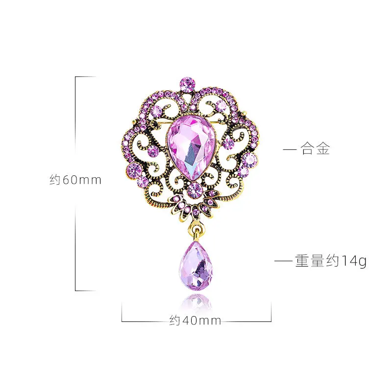 Advanced Texture Baroque Style Retro Rhinestone Crystal Brooch Female Pendant Explosive Crown Corsage