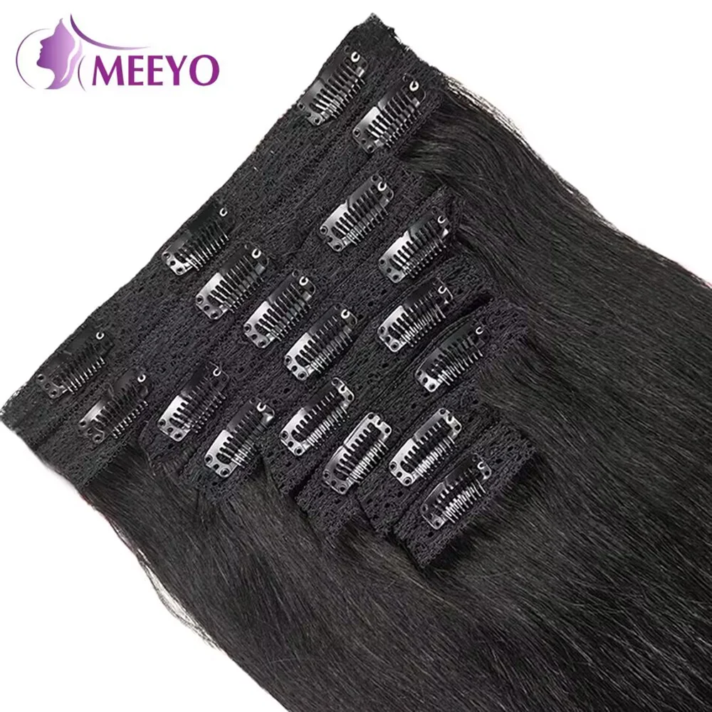 

Clip In Hair Extension Human Hair Long Straight 8Pcs/Set 120G Natural Black Seamless Invisible Brazilian Virgin Hair Full Head