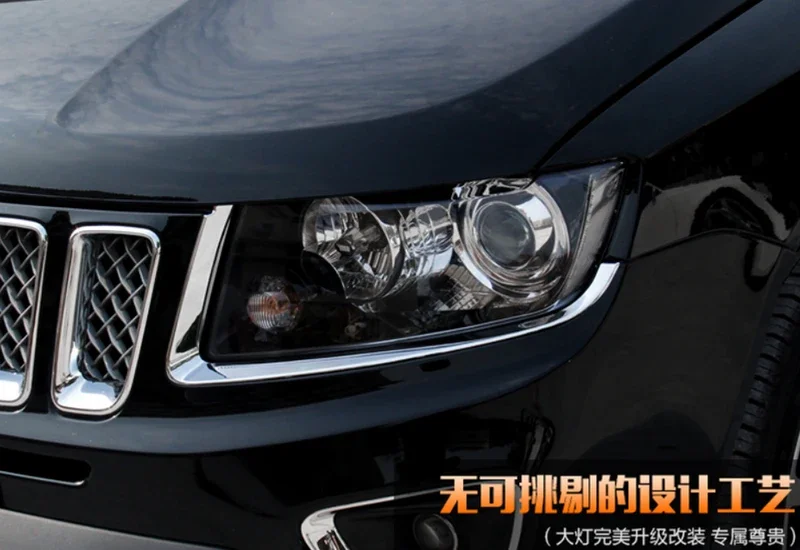 Chromed ABS Plastic 2PCS Front Head Light Lamp Eyelid Trim For Jeep Compass 2011 2012 2013 2014 2015