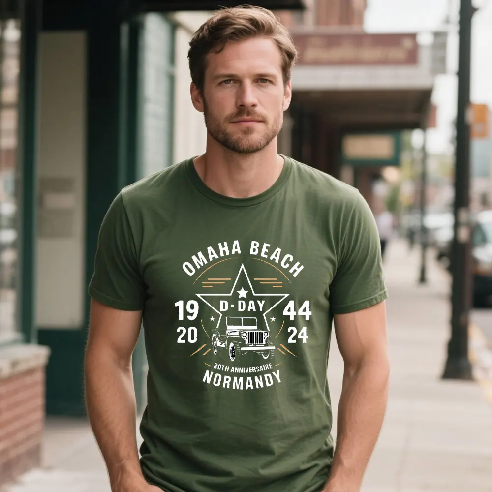 D-Day Shirt Omaha Beach Normandy Landings 80th Anniversary T Shirt 1944-2024 Veteran Remembrance Day WW2 Tee Operation Overlord
