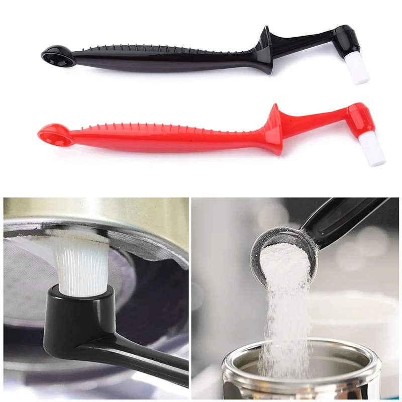 1PC Coffee Brush Espresso Coffee Machine Cleaning Brush Long Handle Integrated Two-In-One With Spoon Cleaning Nylon Brush