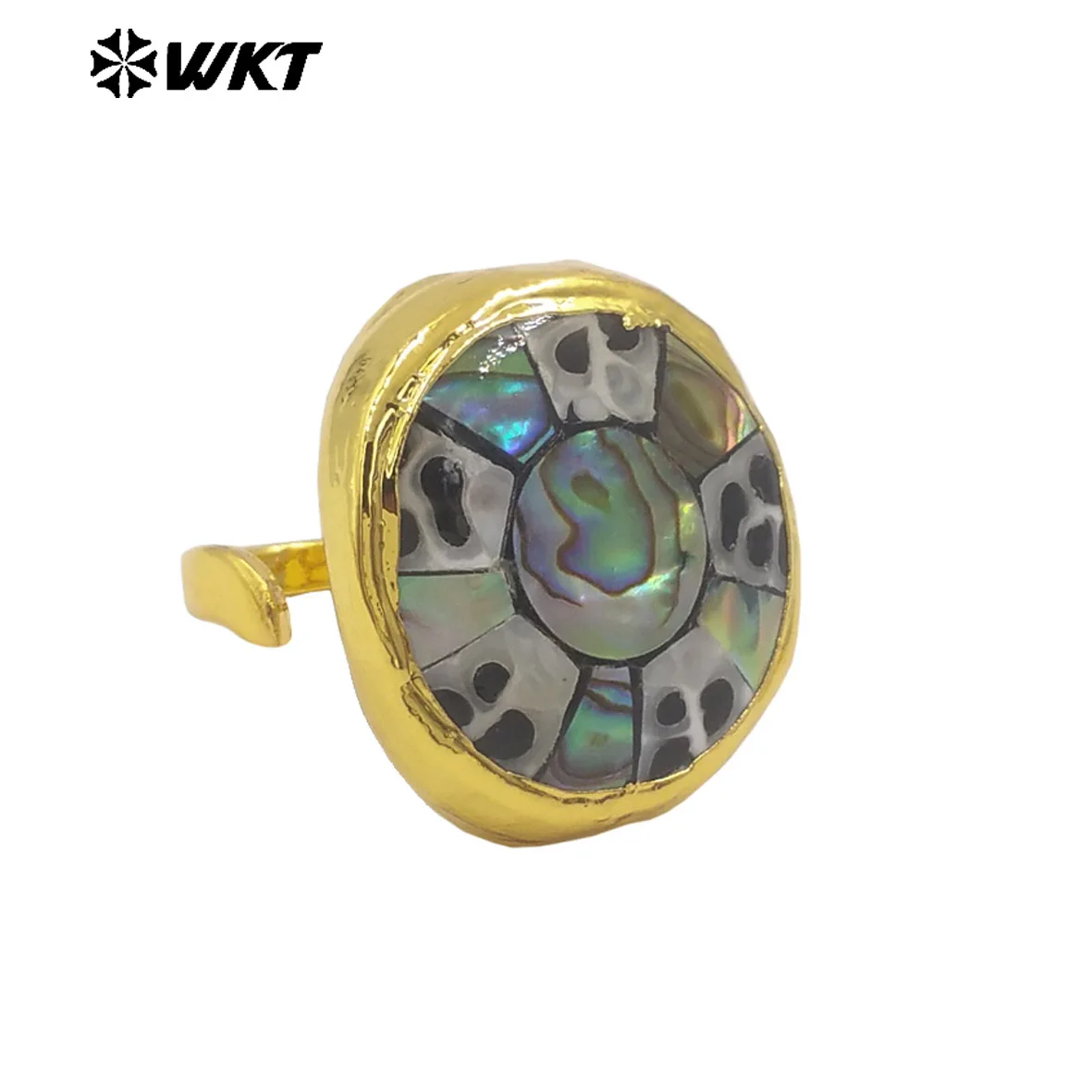

WT-MPR144 2025 WKT New Coming Tiny Natural Shell Square/Round Shape Ring With 18k Real Gold Plated For Gils ACC