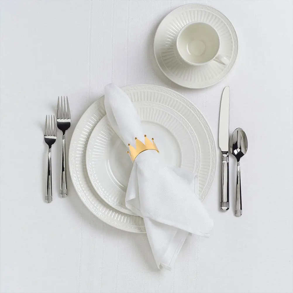 

6Pcs Crown Napkin Rings Exquisite Metal Serviette Holders for Dining Table Wine Bottles Cakes Bouquets Hotel Restaurant Use