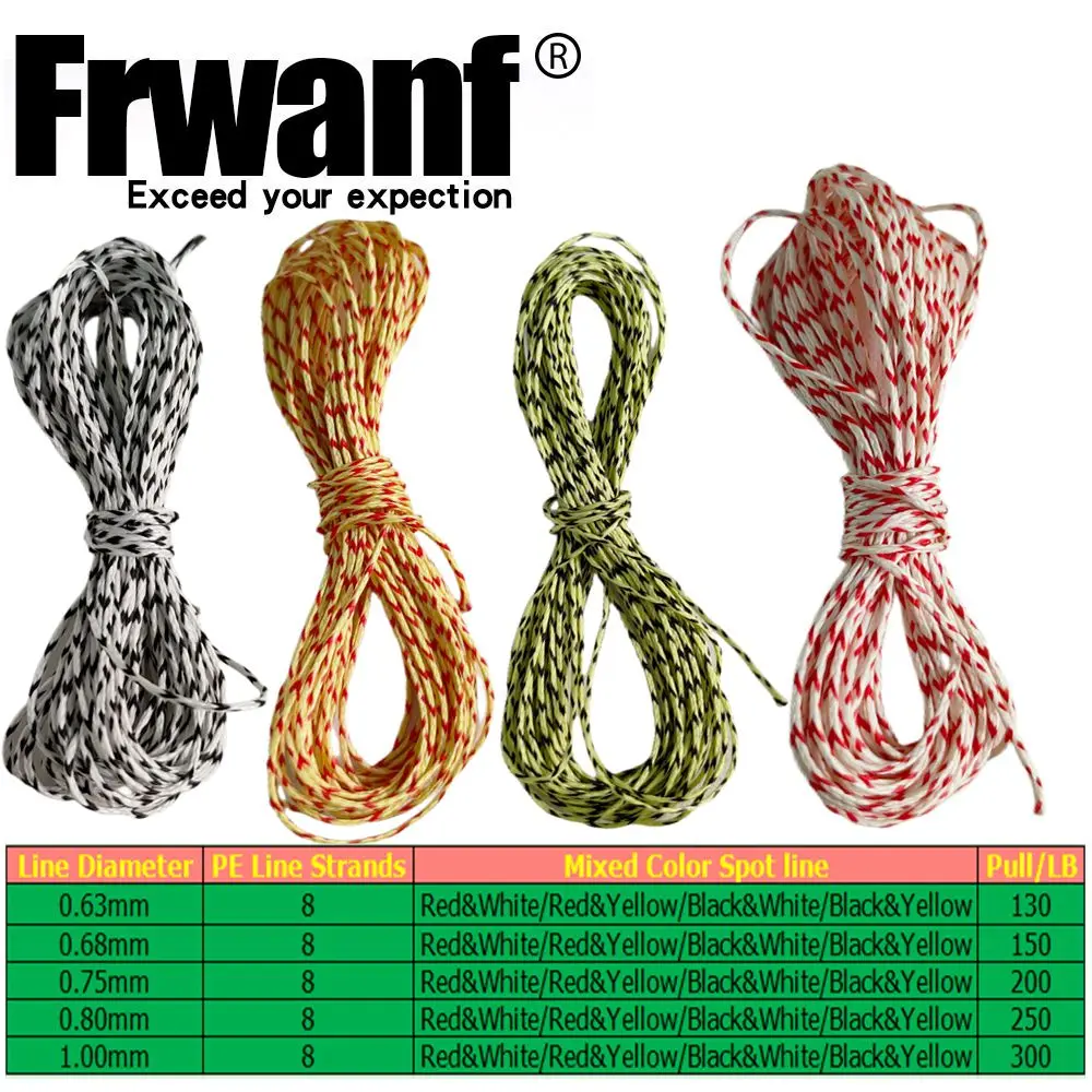 Frwanf 8 Strands 20M/Lot Spot Line PE Assist Hooks Line Strong Boat Fishing Binding Line Jigging Hook DIY Accessories in Bag