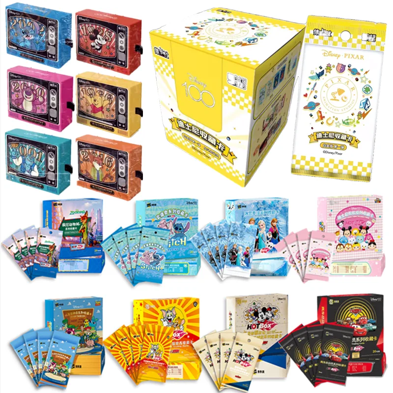 2023 Disney 100 Carnival Series Trading Cards for Children Mickey Friends Zootopia Stitch Bear Collection Card Kids Toy Gift