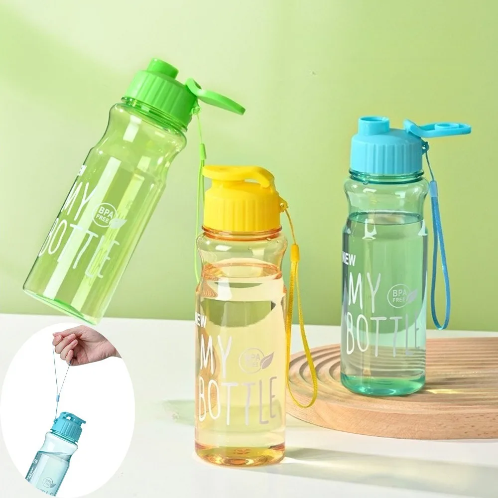 550ML Transparent Water Bottle Food Grade Portable Fitness Sports Water Bottle Tritan Material with Lanyard Outdoor Supplies image 3