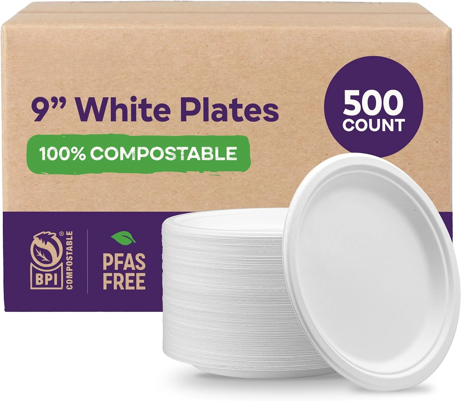 100% Compostable Paper Plates 9