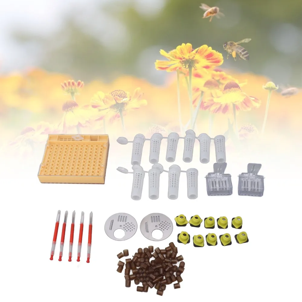 

130 Pcs Set Plastic Plastic Queen Rearing System Durable Queen Bee Rearing Grafting Kit Beekeeping Queen Rearing Box