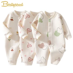 3 Lagen Pasgeboren Romper Katoenen Beer Bunny Cartoon Baby Meisje Jumpsuit Herfst Winter Peuter Outfit Baby Onesie Kids Boy Kleding