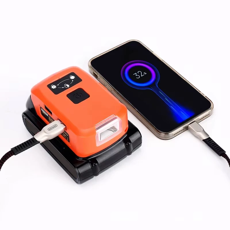 Zwincky-バッテリーアダプター,バッテリー充電器,デュアルUSB, 12V,dcポート,LED作業灯,黒と白,14.4v,18.8v
