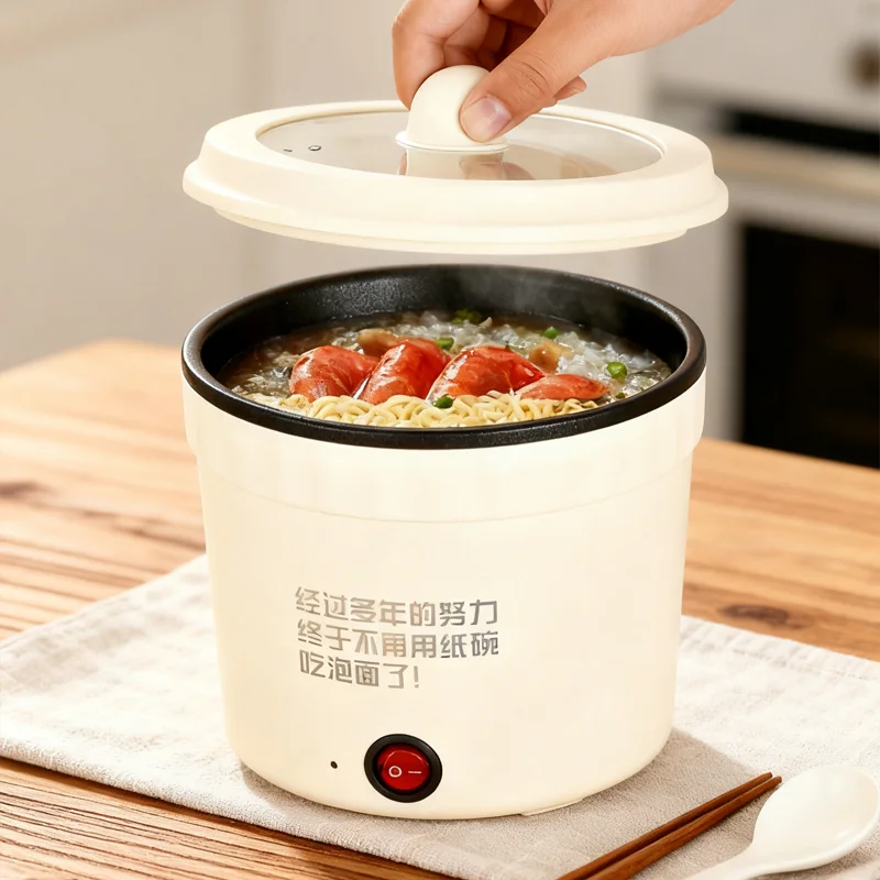 Mini olla eléctrica antiadherente, utensilios de cocina para varias personas, olla multifuncional para cocinar arroz, fideos instantáneos, freír