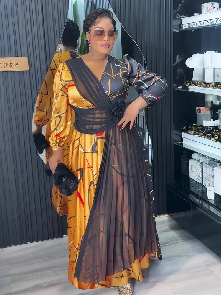 الملابس الأفريقية حجم كبير فساتين الموضة النسائية الأنيقة تركيا فستان الحفلات اليومية أنقرة فستان مكتب ملابس الصيف طويلة النمو #2