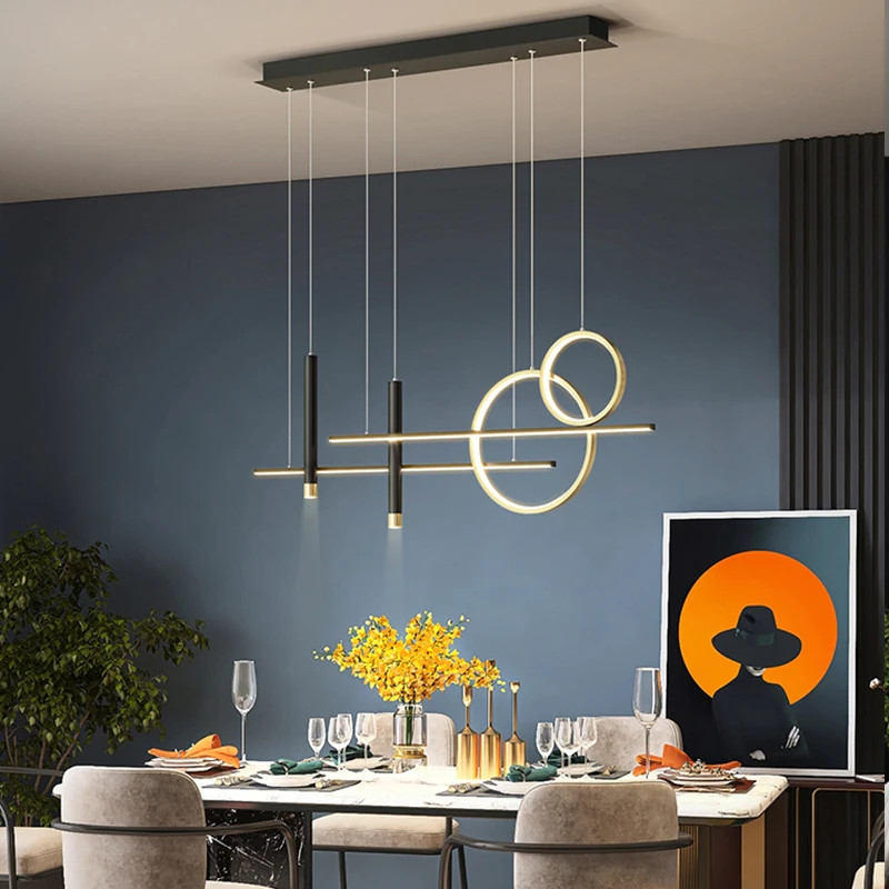 Nordic LED Restaurant Chandelier Luxury Minimalist Restaurant Dining Table Bar Counter Designer Lighting Decorative Fixtures