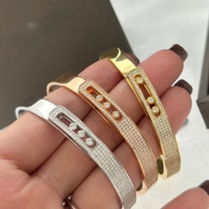 

European Fashion Jewelry - Romantic Couple Bracelet Set with Zircon Sliding Design, First Choice for Ball - Free Shipping