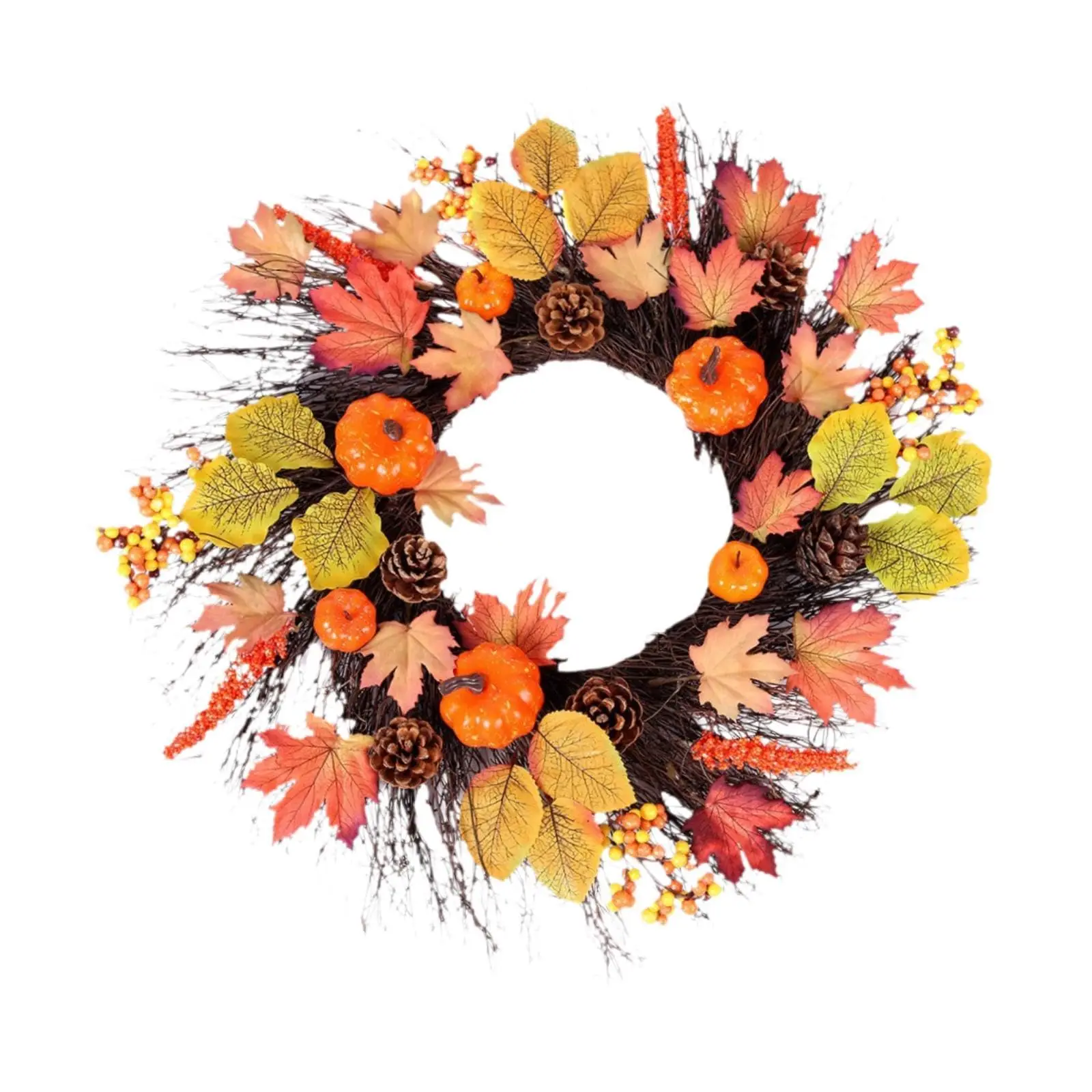 Festive Halloween Door Wreath with Lifelike Welcome Sign, Pumpkin