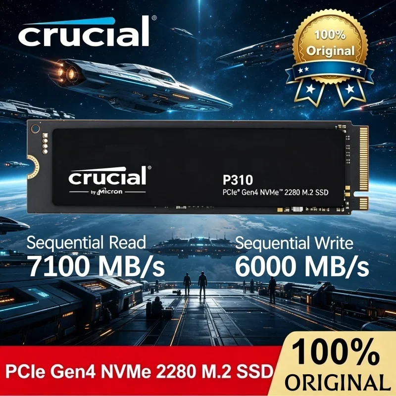 Unidade de Estado Sólido Interna para PC, Pacote OEM P310, 1TB, 2TB, 2280 PCIe Gen4, 3D NAND NVMe M.2 SSD, até 7 Crucial 100 MB/s