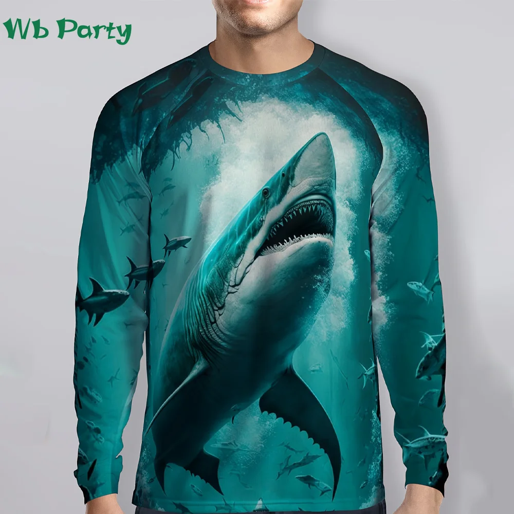 

Fish Print Men's Clothing Fashion Men's Long Sleeve T-shirt Vintage T shirt Men Street Hip Hop T-shirts for Men Clothing Tops
