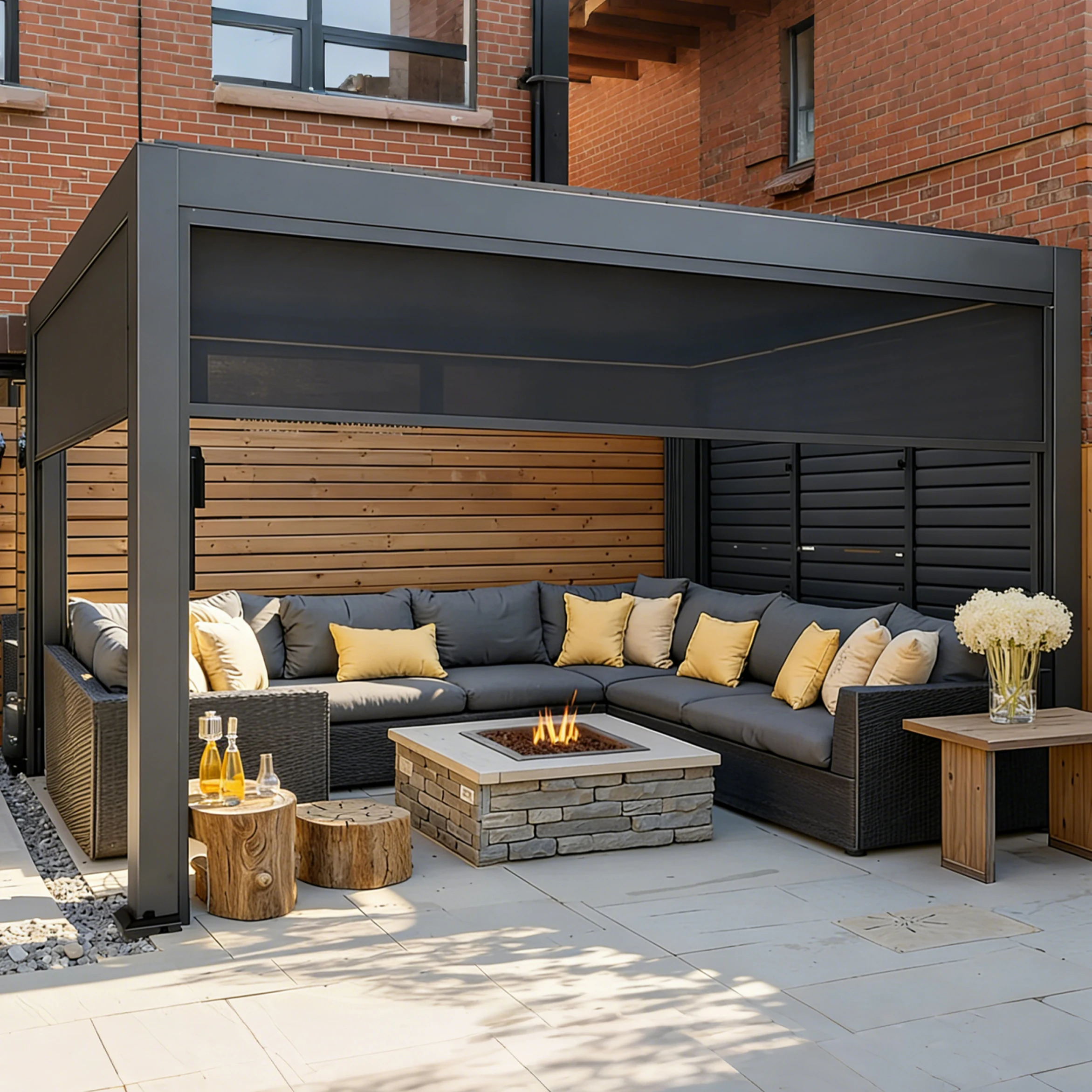 Waterproof Bioclimatic Motorized Automatic Louver Aluminium Pergola for Balcony-Eco-Friendly Outdoor with Customizable Size