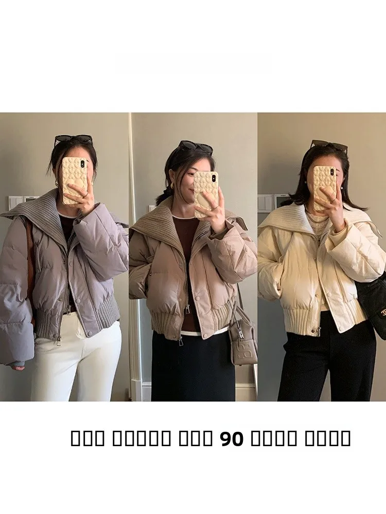 

Casual ort down Jaet with Large Collar Classic Design Autumn Winter New Sle Flower Total Ya Women's Polyester Fiber Fill