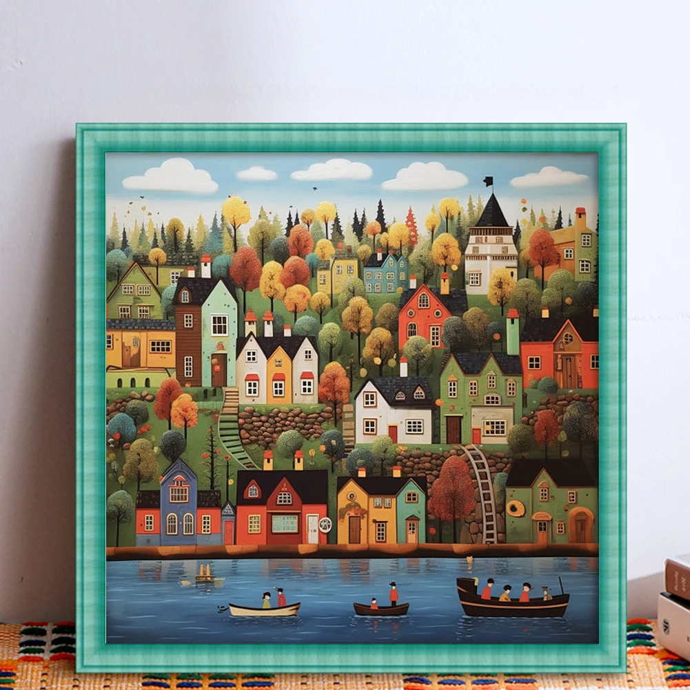 

House Printed Cross Stitch Kit 50x50cm DIY 14CT Embroidery Craft Set Home Decor