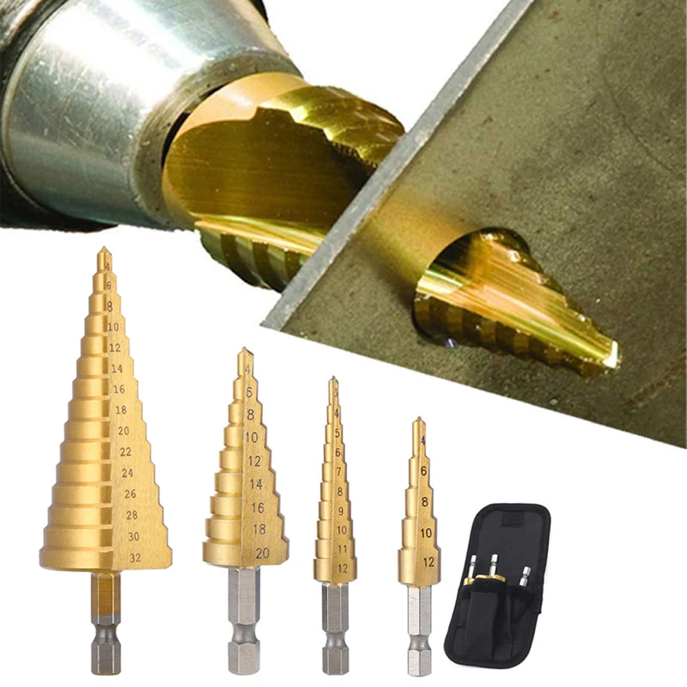 4-32 mm 4-20 mm HSS Titanium Coated Step Drill Bit High Speed Steel Metal Wood Hole Cutter Cone Drilling Tool