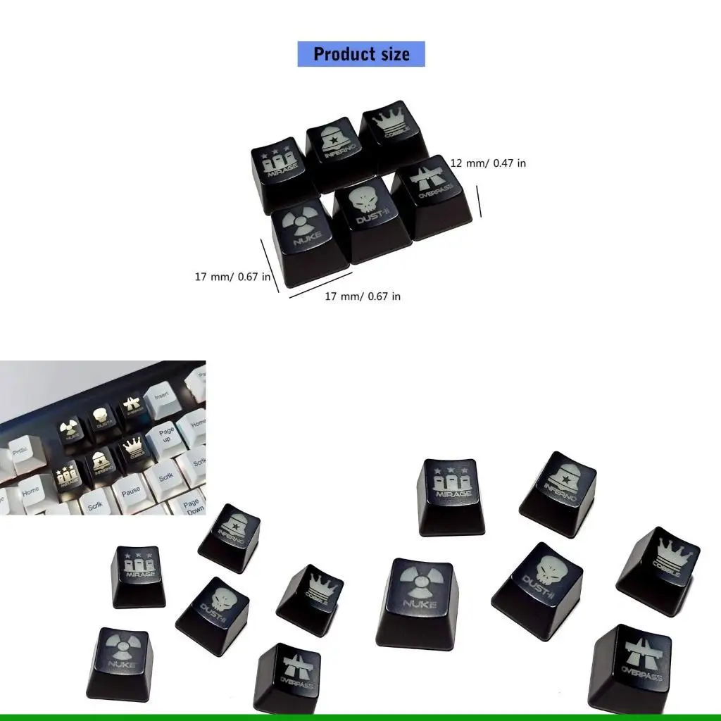 

U55C ABS Keycaps OEM Profile Personality Height Translucent Keycap Replacement for Mechanical Keyboard 6pcs