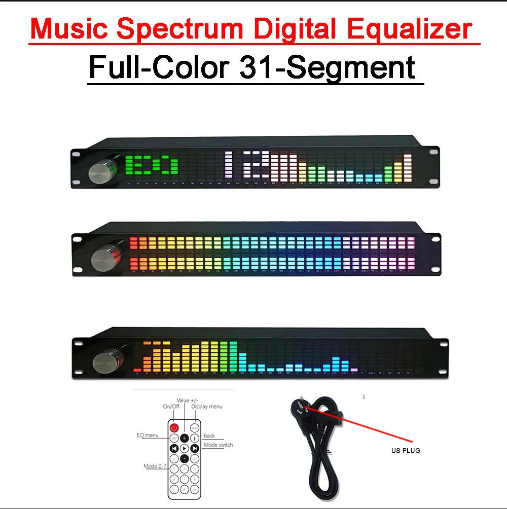 

1.5U Music Spectrum Digital Equalizer Pickup Display Audio LED Signal Level Indicator METER Melody Rhythm Light W Remote Control