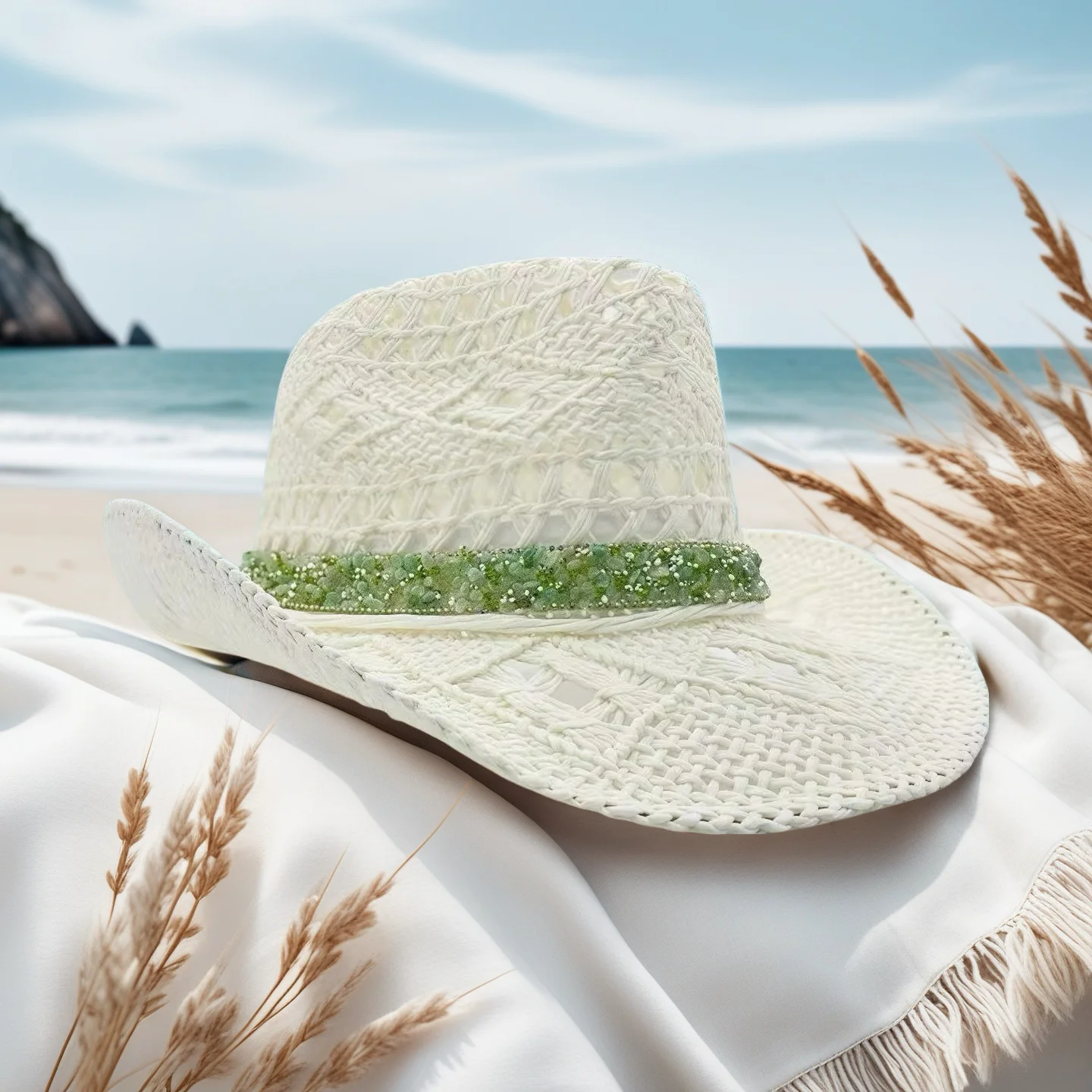 

HongLuan Beach White Cowboy Straw Hat Man for Cowboy Hat Party ,Cowboy Accessories & Cowgirl Hats for Ladies Adults Woman
