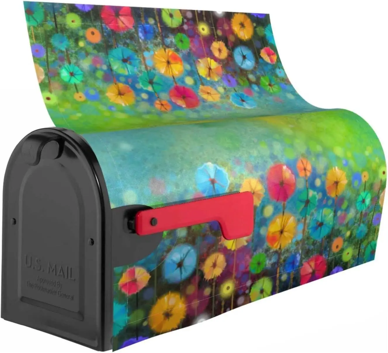 Seasonal Nature Flowers Mailbox Covers Magnetic Waterproof Watercolor Rainbow Dandelion Poppy Mail Cover Letter Post Box Wraps