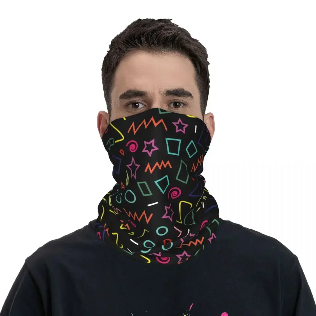 80s Party Bandana Neck Cover Printed Face Scarf Multi-use FaceMask Outdoor Sports Unisex Adult Washable