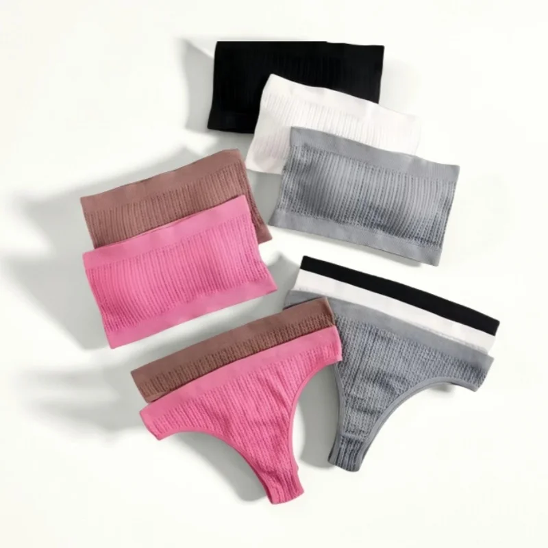 

Seamless Bra Set Women Lingerie Set Sexy Panties Bikini Push Up Bra Top Female Rib Bandeau Bra Strapless Underwear Set