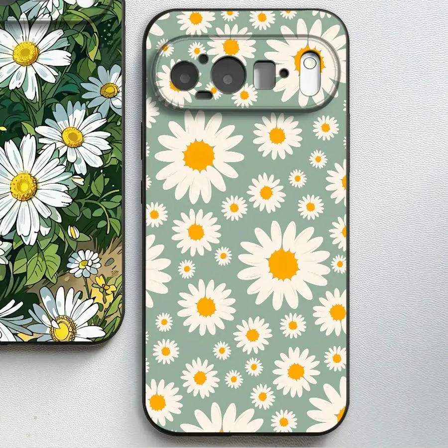 Case for Google Pixel 10A 7a 9a 8a 6 7 8 Pro 10 9 Pro XL 6a Funda Phone Cover Mint Green Daisy Flower view 2