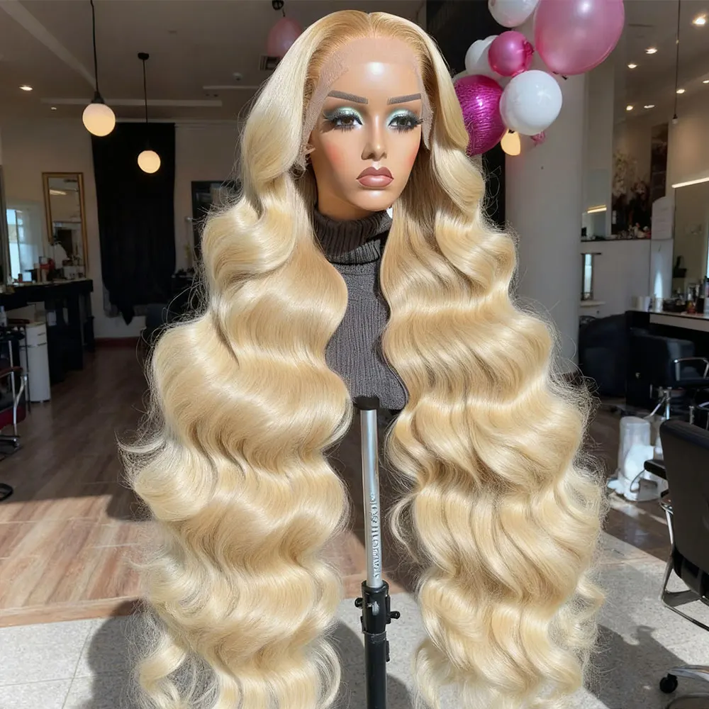 

Блондинка 613 HD Парик фронтальной части шнурка 13x6 Парики шнурка 100% человеческие волосы Предварительно выщипанные 38 40 дюймов Объемная волна 13x4 Парики фронта шнурка для женщин