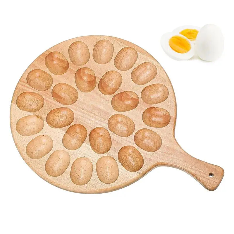 

Wooden Egg Container Creative Deviled Egg Tray and Plates Egg Storage for Outdoor Egg plate Serving Tray Wooden Tray