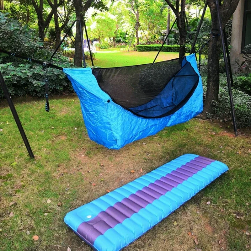 Camping Adult Hanging Hammocks Tent Outdoor Furniture Swing Mosquito Net Waterproof Survival Hammock With Inflatable Mat Canopy