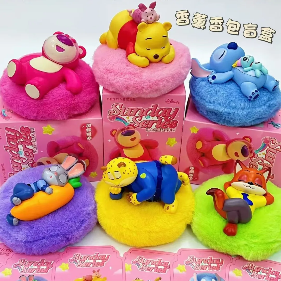 

Original Disney Sunday Series Blind Box Magnetic Aromatherapy Anime Figure Lotso Stitch Winnie Nick Judy Collection Model Toy
