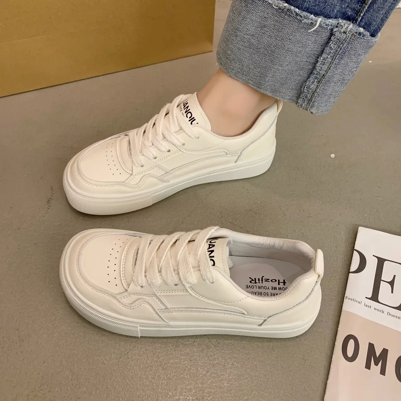 Little White Shoes Women Sneakers 2024 New Breathable Genuine Leather Women\'s Shoes Casual Sports Board Shoes Sneaker  Adult