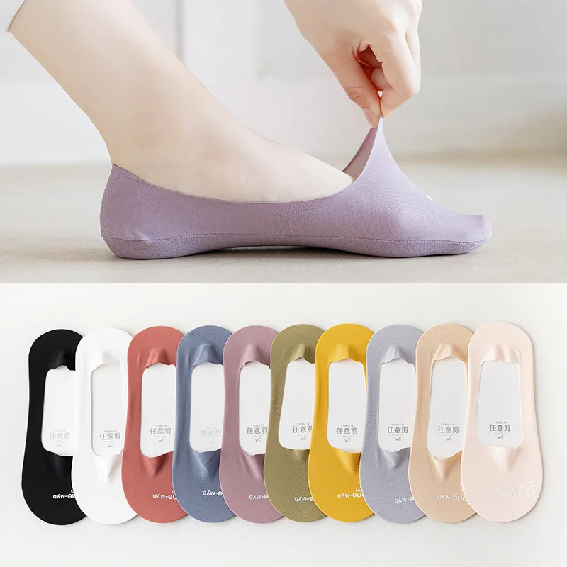 

Boat Socks Women's Non-slip with Shallow Mouth Silicone Non-slip All Cotton Sole Invisible Socks Ice Silk Thin Socks