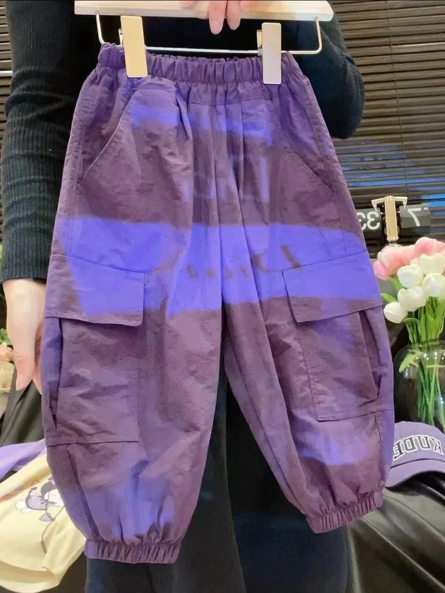 Pantaloni da lavoro estivi Sli per ragazze Pantaloni con polsini Pantaloni lunghi per bambini medi e piccoli per bambini