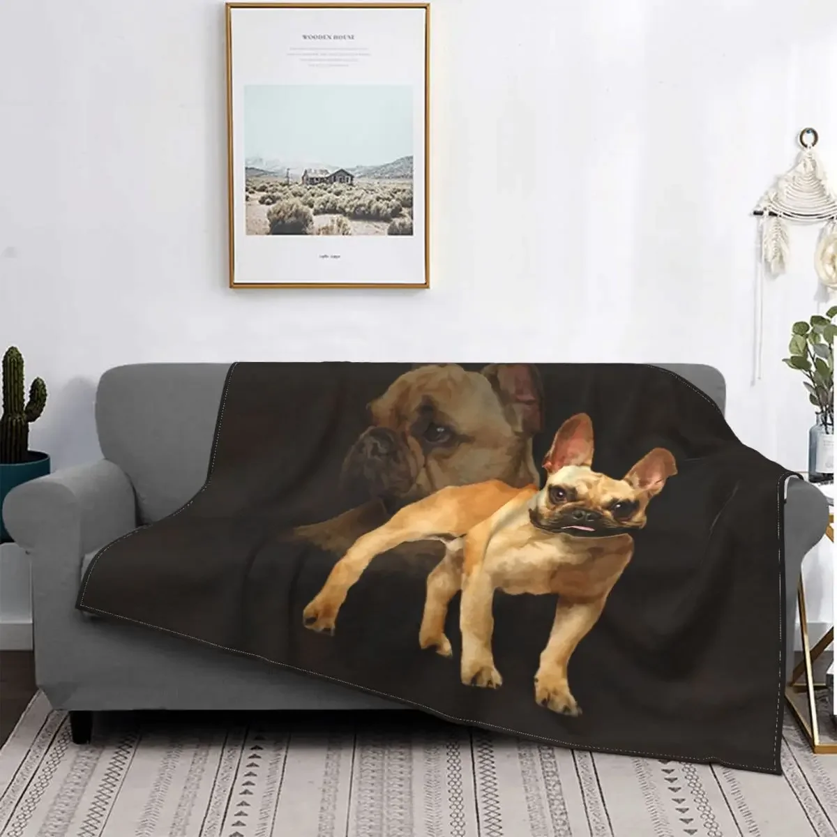 French Bulldog Frenchie Dog Blankets Fleece Decoration Cute  Animal Soft Throw Blankets for Bedding Bedroom Plush Thin Quilt