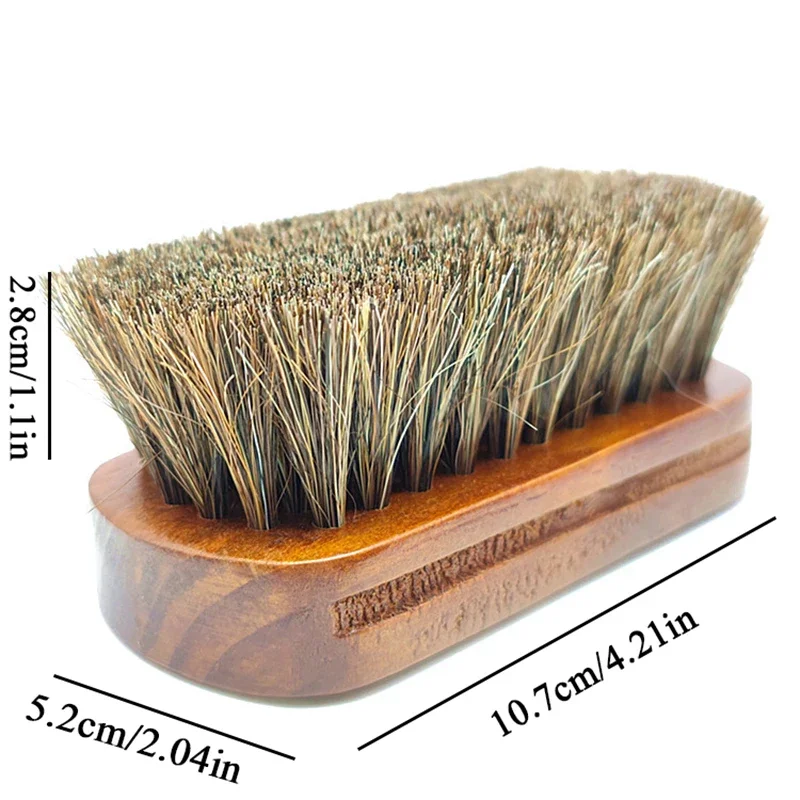 Soft Leather Wooden Detailing  Cleaning Boot Brush Horsehair Handle Durable es Useful Tools Shoes