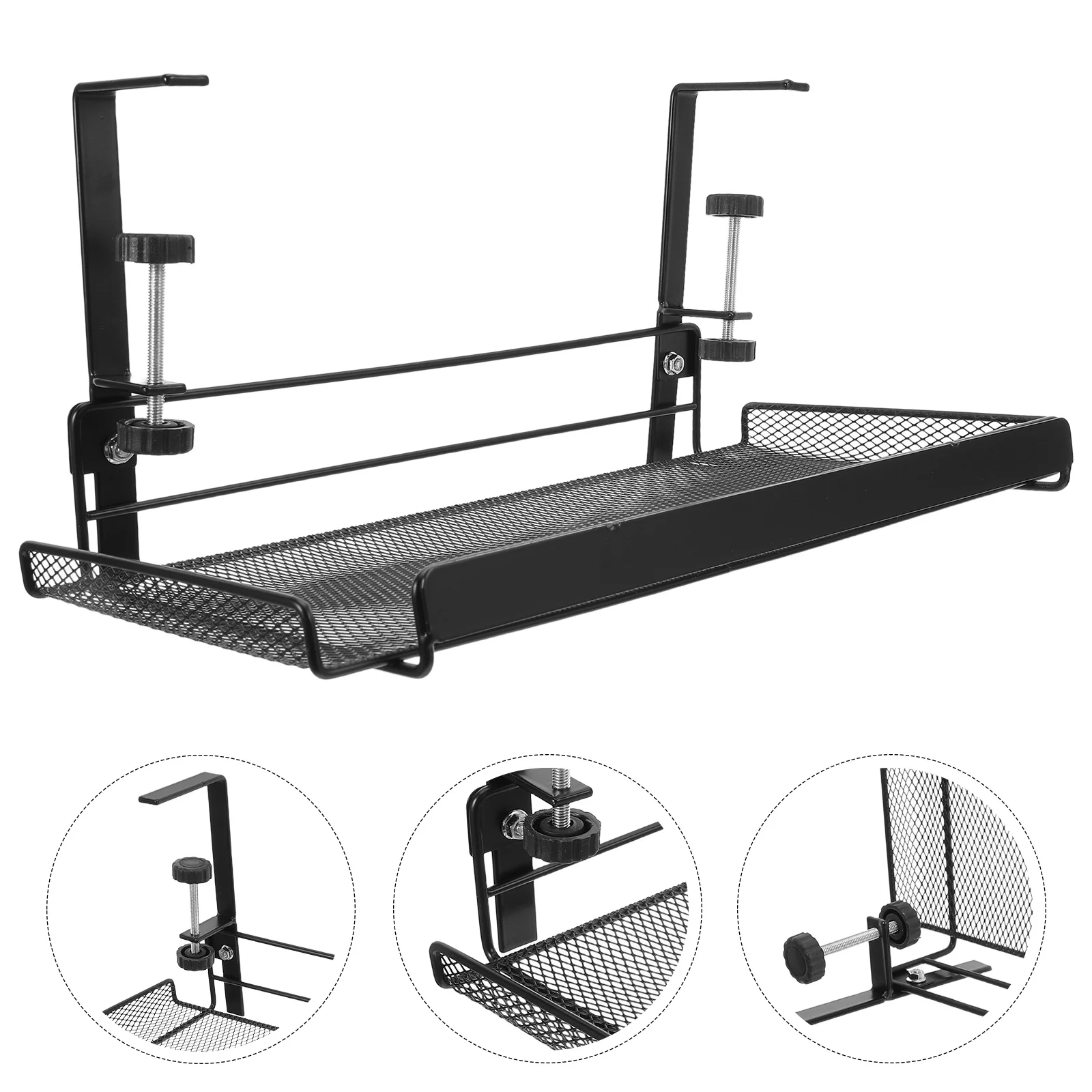 

Metal Under Desk Storage Rack Black Clamp Desk Cable Management Tray Organizer Basket for Papers Office Supplies Cable Tidy Tray