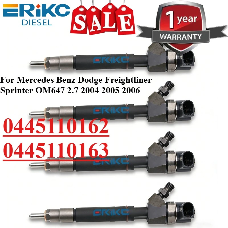 4PCS 0445110163 0445110162 A6470700187 Diesel Fuel Injector For Mercedes Benz Dodge Freightliner Sprinter OM647 2.7 2005 2006