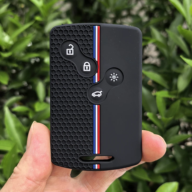 Silikon-Fernbedienungs-Schlüsselanhänger Schlüsselhülle für Renault Clio Laguna Koleos Megane Fluence Zoe Scenic Captur Karte 4-Tasten Autoschlüssel-Etui