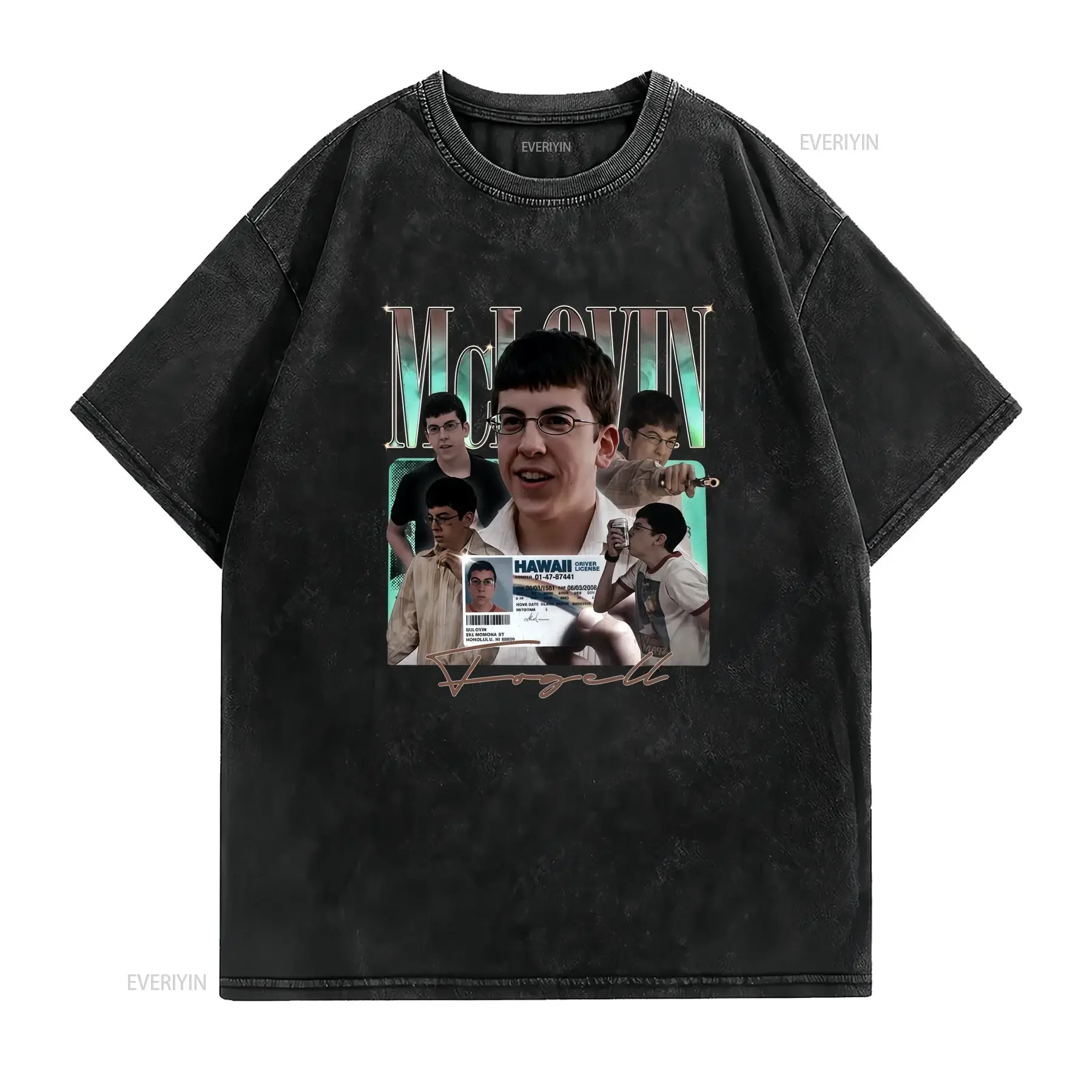 Mclovin Fogell T Shirt Vintage Retro Bootleg Girocollo Casual Tessuto Leggermente Elasticizzato Vestibilità Regolare vintage